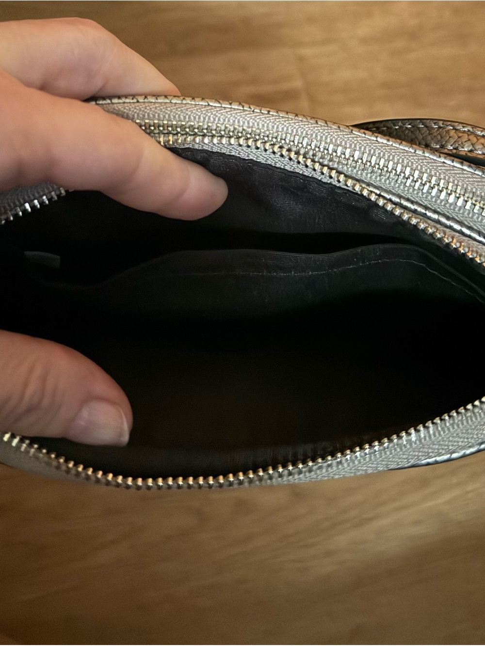 Coach Metallic Taupe Crossbody Bag with Bow Accent - Picture 3 of 5